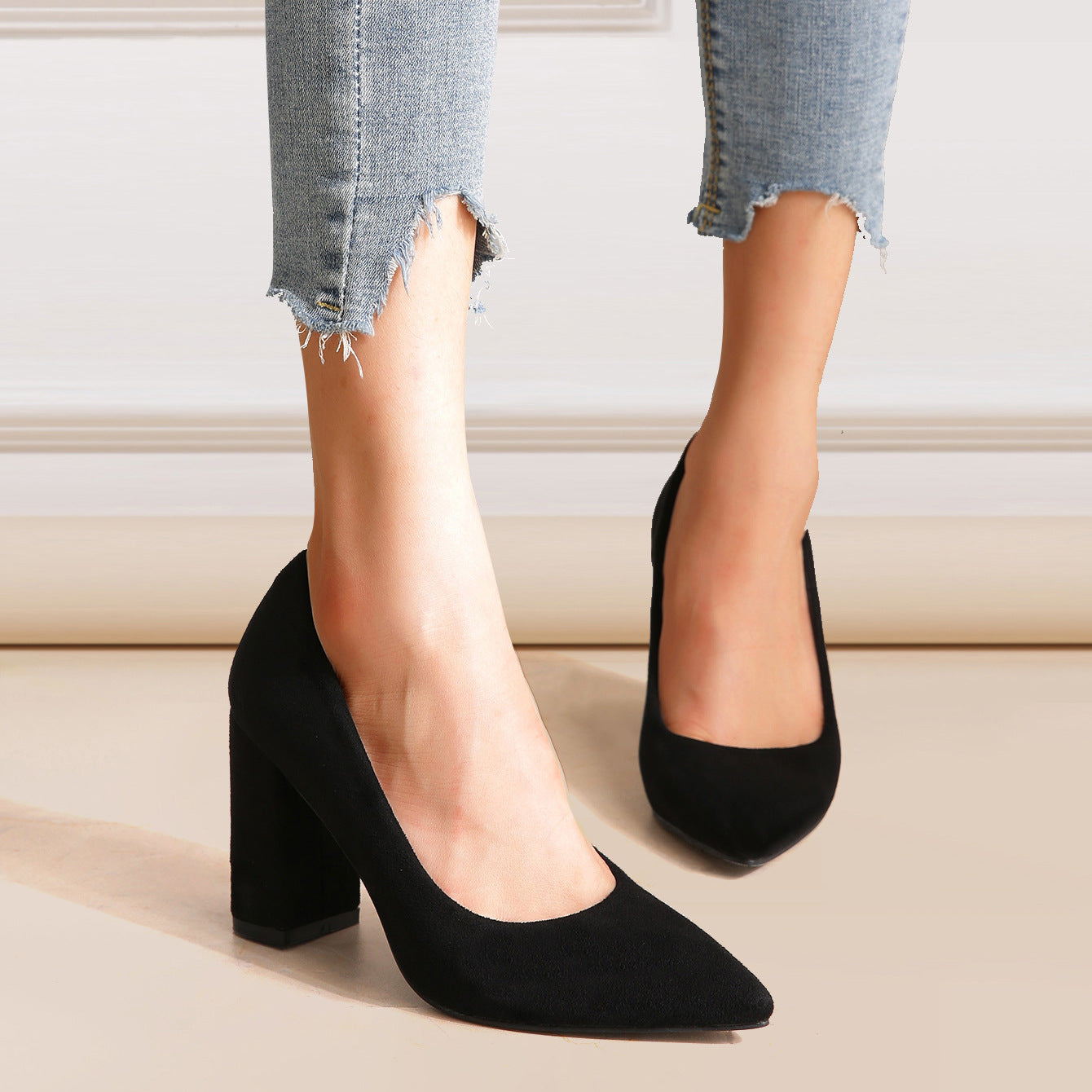 Damen-Sandalen mit Hohem Absatz Spitzem Zeh und Eckigem Absatz | Ideal für Frühling und Sommer