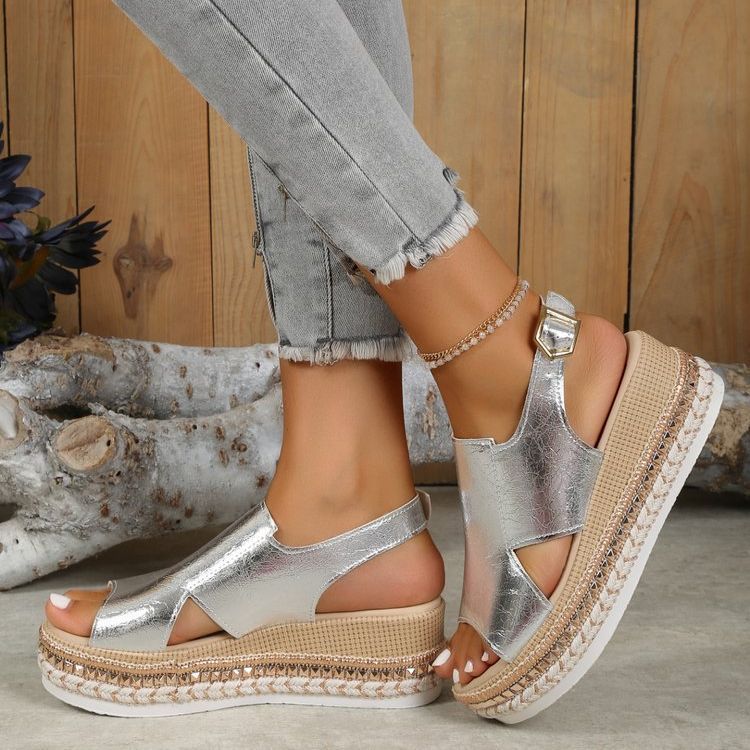 Damen Große Größen Sandalen mit Seilsohle und Schnalle | Ideal für Frühling und Sommer
