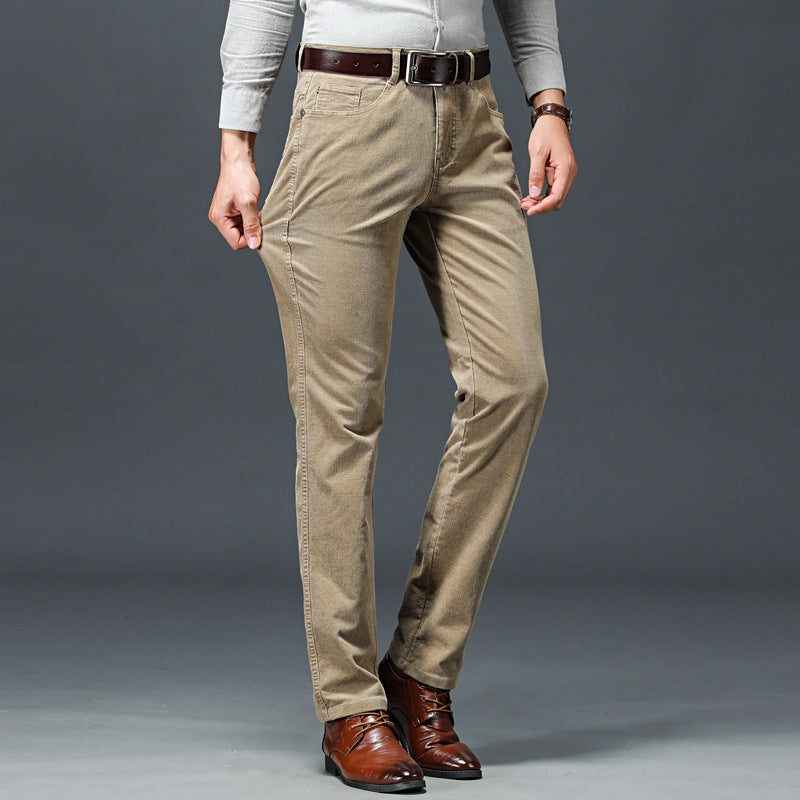 Herren Cord Straight-Leg Hose mit Mittlerer Taille | Ideal für Frühling und Herbst
