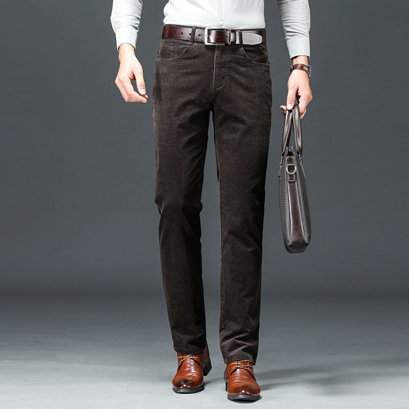 Herren Cord Straight-Leg Hose mit Mittlerer Taille | Ideal für Frühling und Herbst