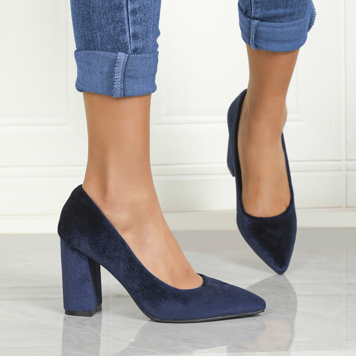 Damen-Sandalen mit Hohem Absatz Spitzem Zeh und Eckigem Absatz | Ideal für Frühling und Sommer