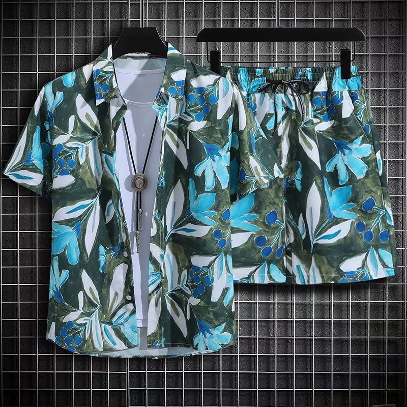 Herren Zweiteiliges Strandoutfit mit Blumenmuster und Schnelltrocknendem Material | Ideal für den Sommer