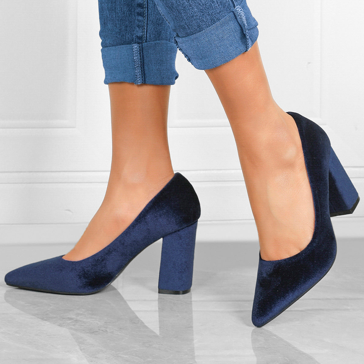 Damen-Sandalen mit Hohem Absatz Spitzem Zeh und Eckigem Absatz | Ideal für Frühling und Sommer