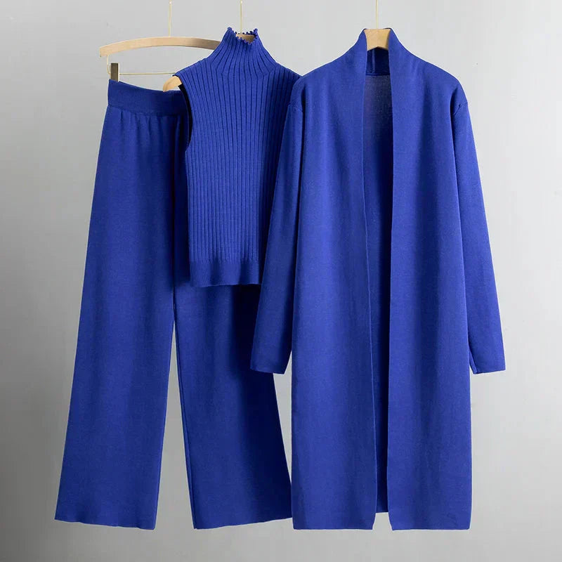 Damen-3-Teiler mit Strickjacke, Pullover und Hose | Ideal für Frühling und Herbst