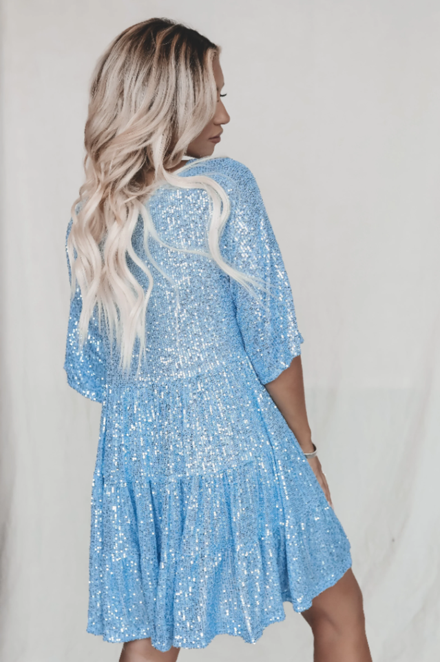 Stufiges Pailletten-Babydoll-Mini-Kleid | Ideal für Sommerpartys