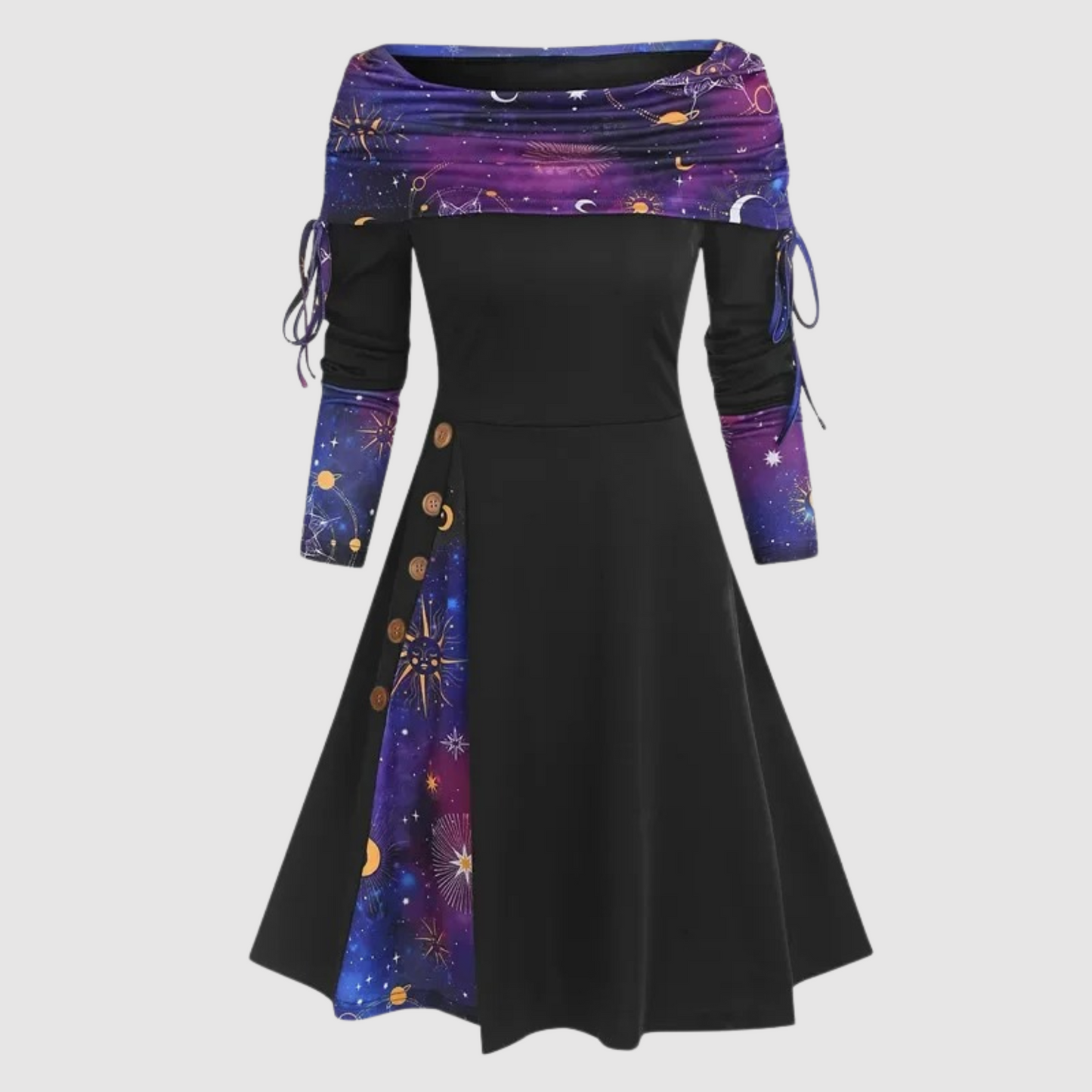 Schulterfreies Langarm-Winterkleid | Ideal für den Winter