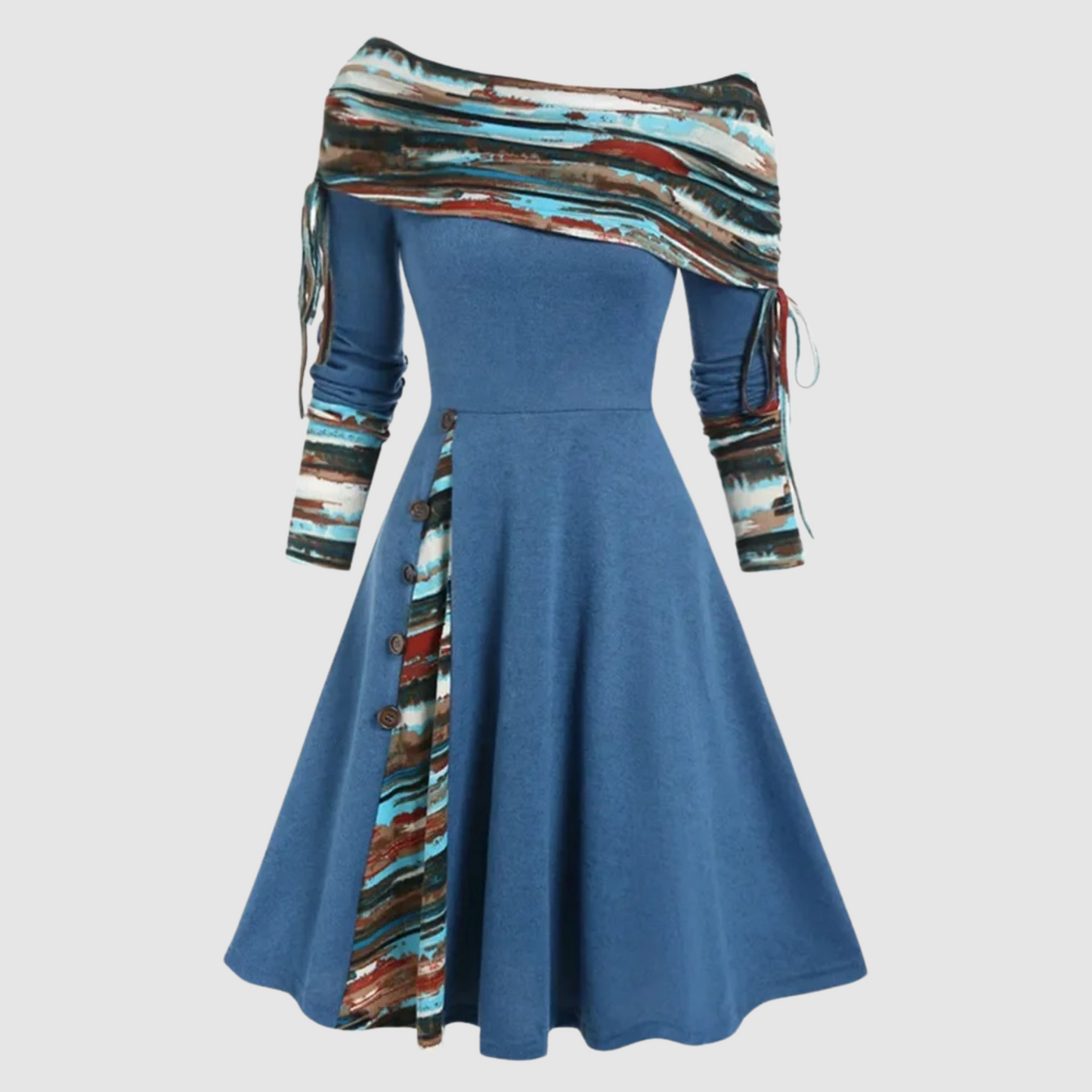Schulterfreies Langarm-Winterkleid | Ideal für den Winter