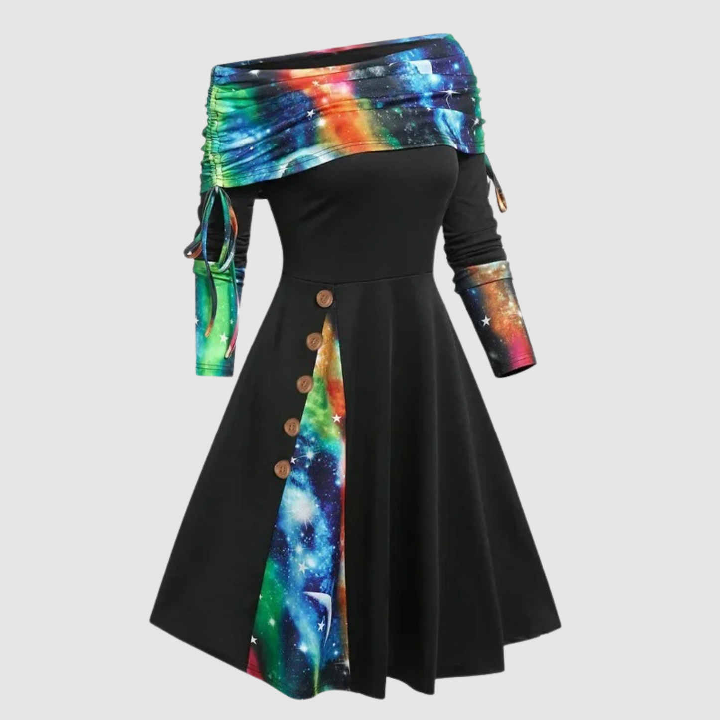 Schulterfreies Langarm-Winterkleid | Ideal für den Winter