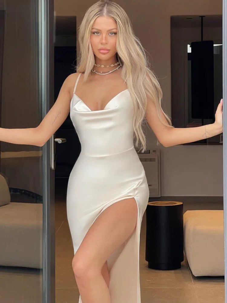 Satin-Rückenfreies Maxikleid mit Spaghetti-Trägern | Ideal für Frühling und Sommer