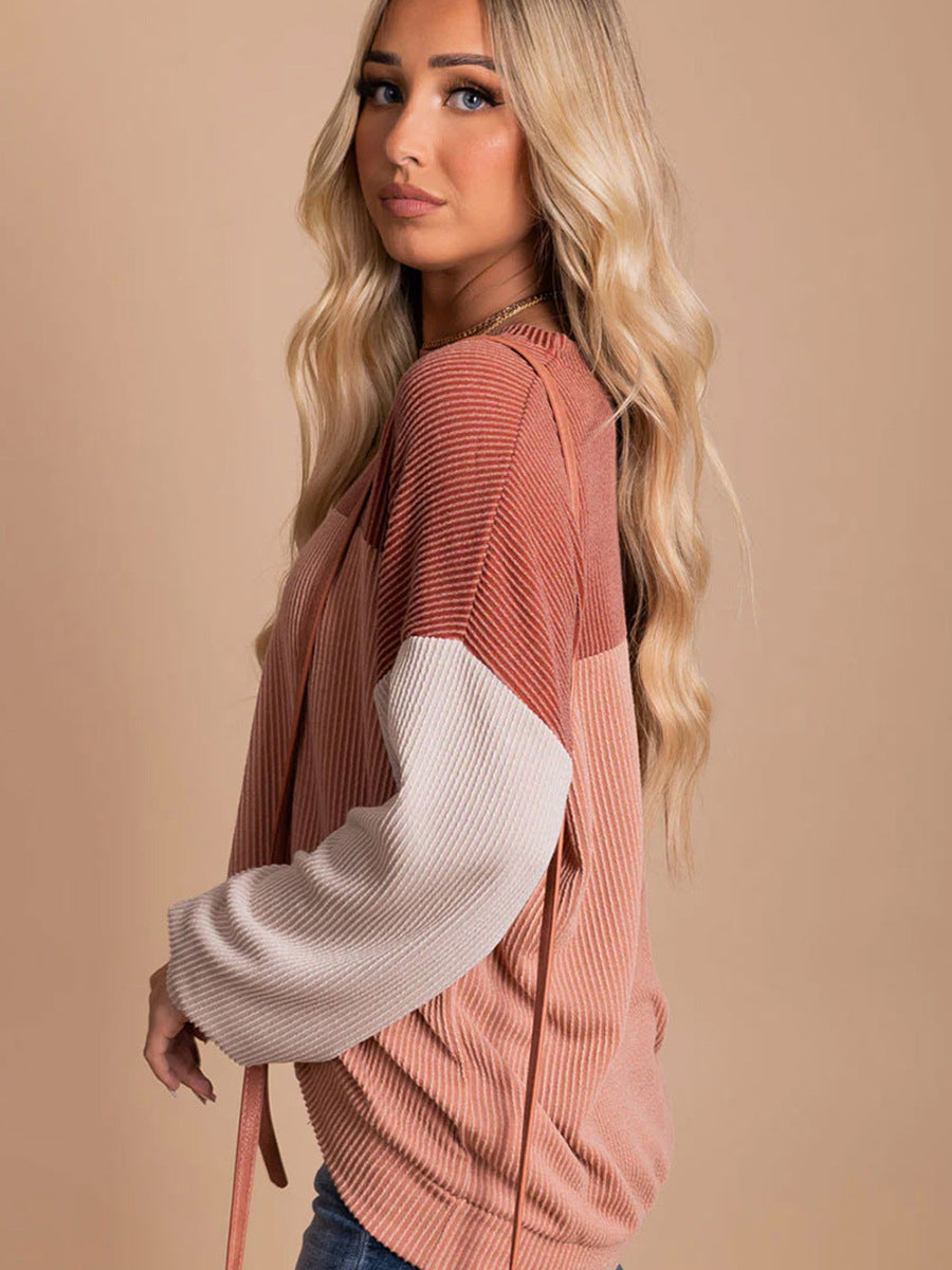 Damenpullover mit Kontrastfarben und Langarm | Ideal für Frühling und Herbst