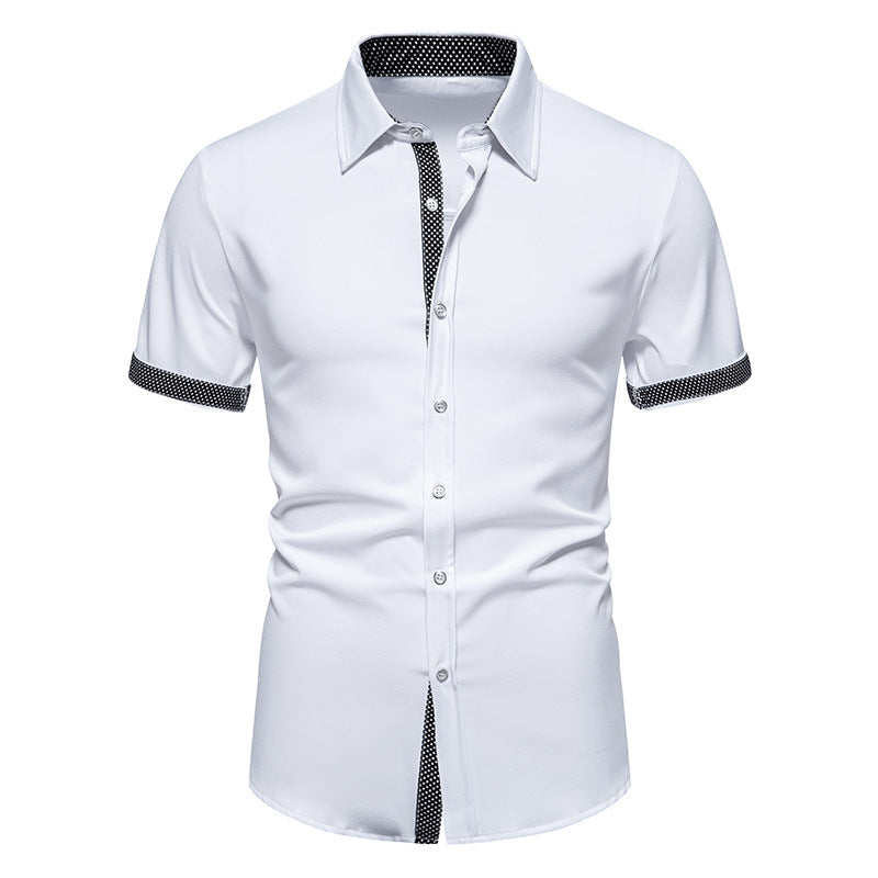 Herren Kurzarm-Hemd mit Polka-Dot-Muster und Knopfleiste Ideal für Frühling und Sommer