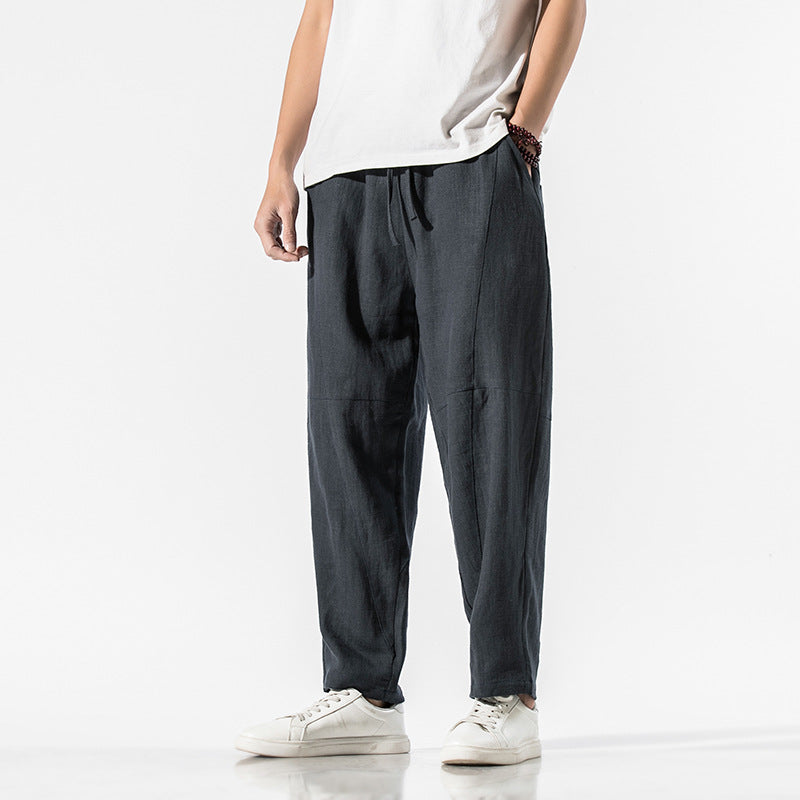Herren Dünne Leinen 3/4 Weite Hose I Ideal für Sommer