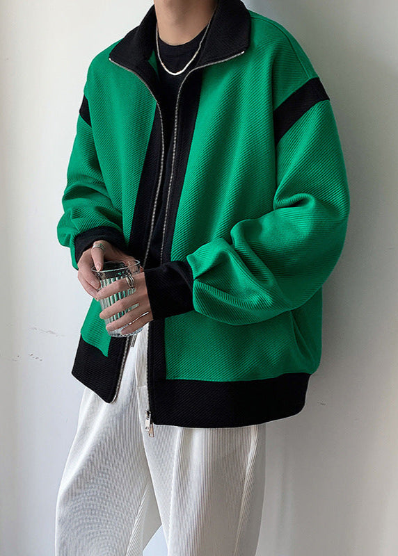 Colorblock-Doppelreißverschluss Herren-Sportanzug Ideal für Frühling und Herbst