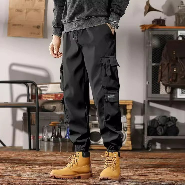 Locker Geschnittene Herren-Latzhose mit Bündchen und Kordelzug | Ideal für Alle Jahreszeiten