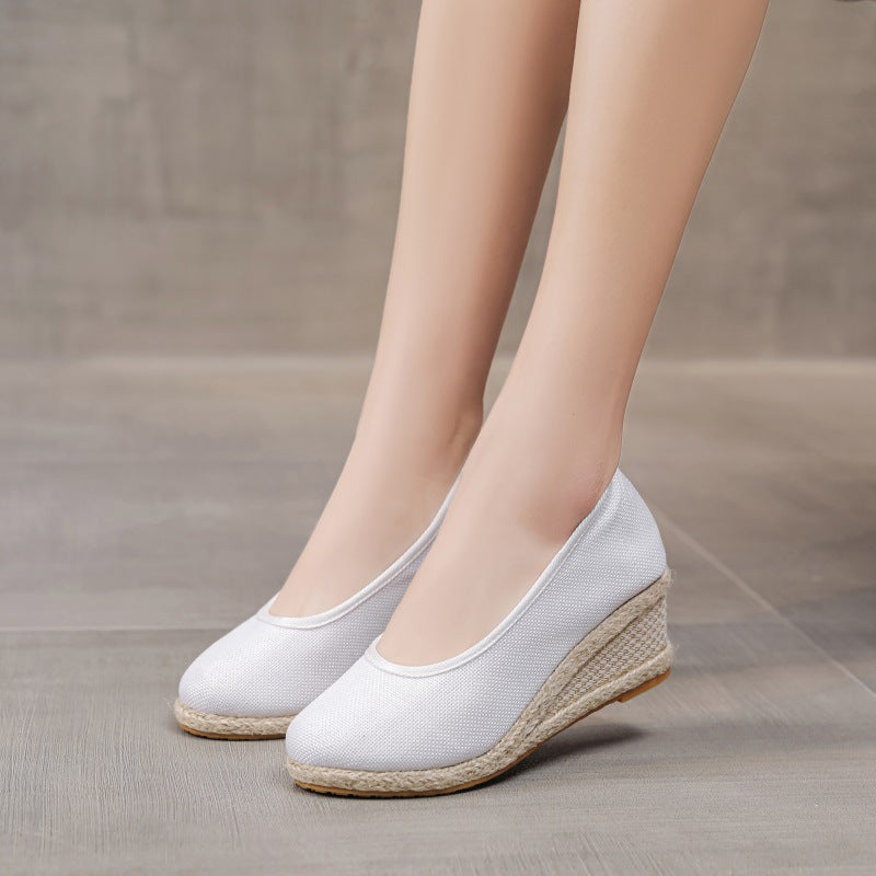 Atmungsaktive Leinen Pumps mit Niedrigem Schnitt und Hohem Absatz | Ideal für Frühling, Sommer und Herbst
