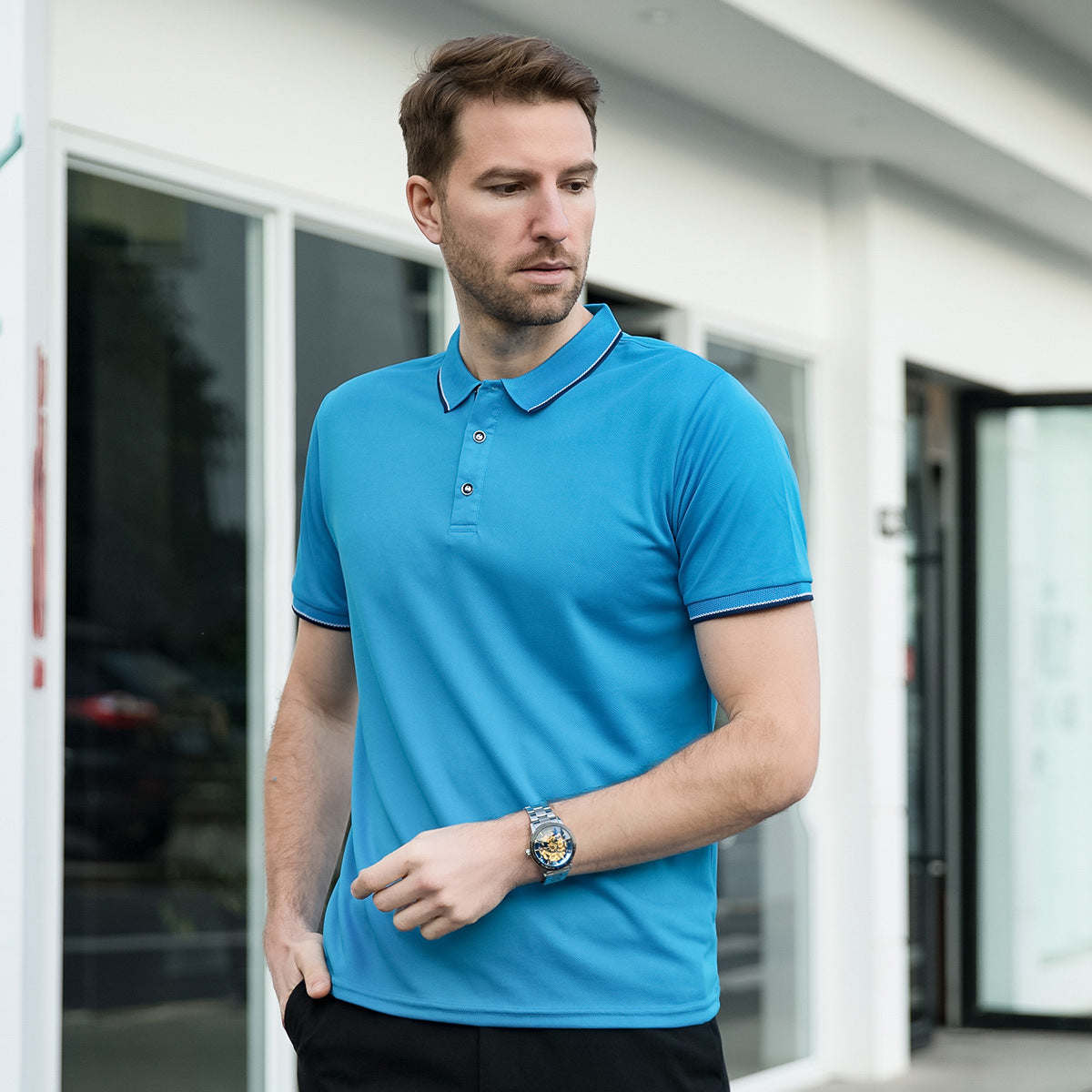 Herren Leichtes Poloshirt mit Revers Kurzarm Ideal für den Sommer