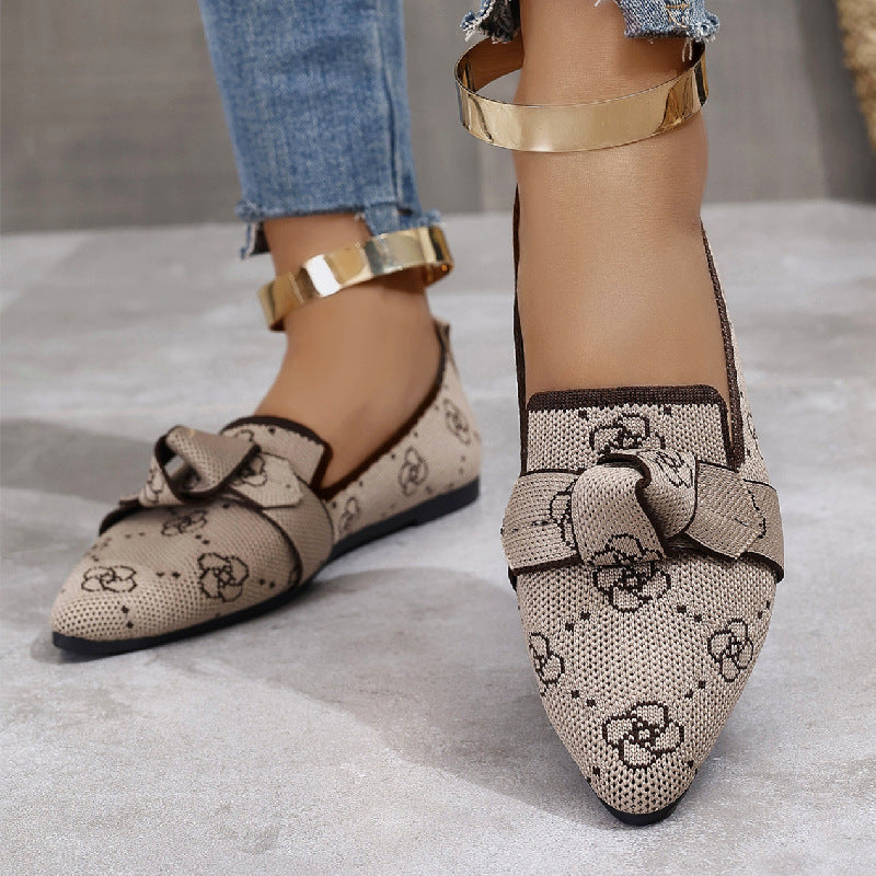 Spitz zulaufende Schleifen-Flats mit Mesh-Obermaterial | Ideal für Frühling und Sommer