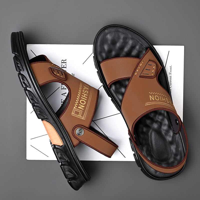 Offene Zehen Echtes Leder Sandalen mit Rutschfester Sohle | Ideal für den Sommer