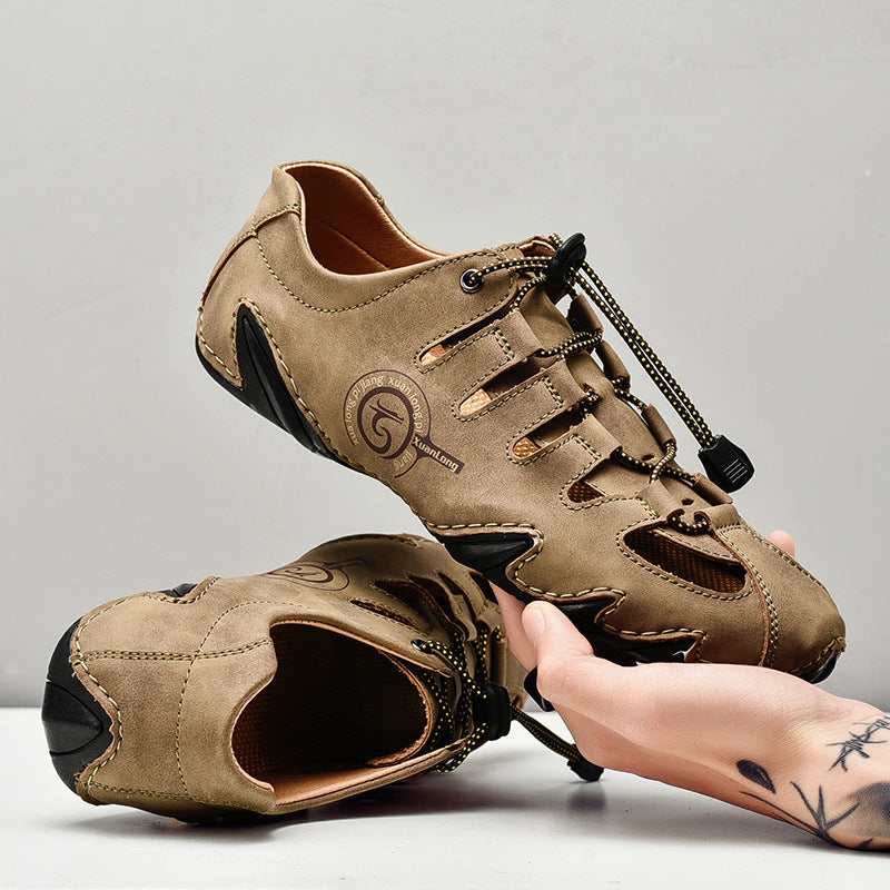 PU Leder Hohle Strand Sandalen mit Elastischem Band | Ideal für den Sommer