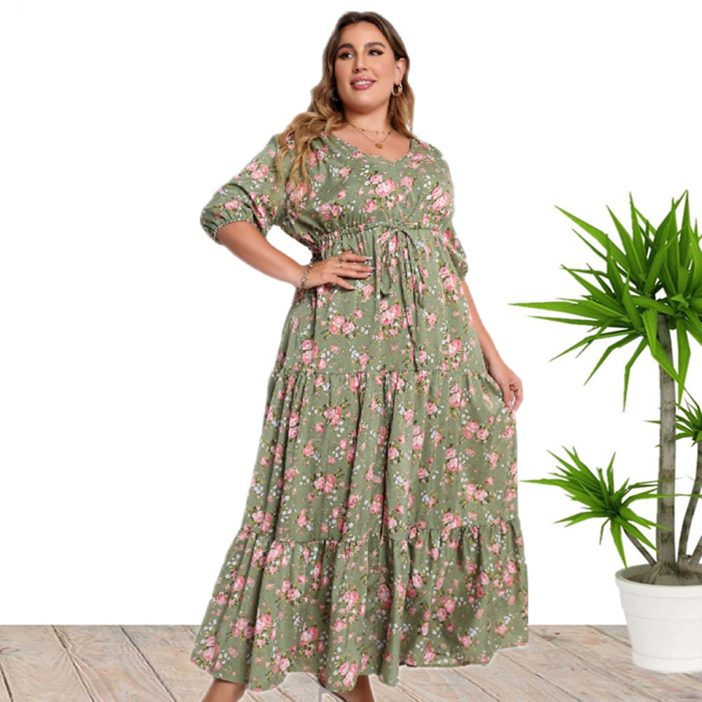 Bohemian Blumendruck Lockeres Kleid mit halben Ärmeln | Ideal für Frühling und Sommer
