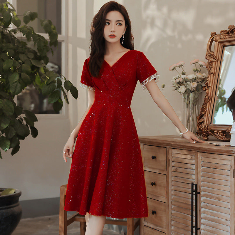 Elegantes Weinrotes Abendkleid | Ideal für Herbst und Winter