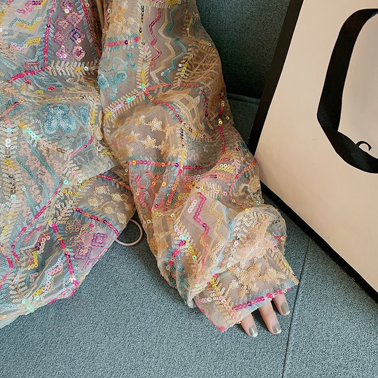 Kapuzencoat mit Pailletten und Bunten Streifen für Damen | Ideal für den Sommer