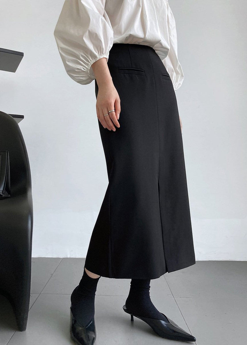 Langer Anzugsrock mit Frontschlitz und Nahtdetail | Ideal für Frühling und Herbst