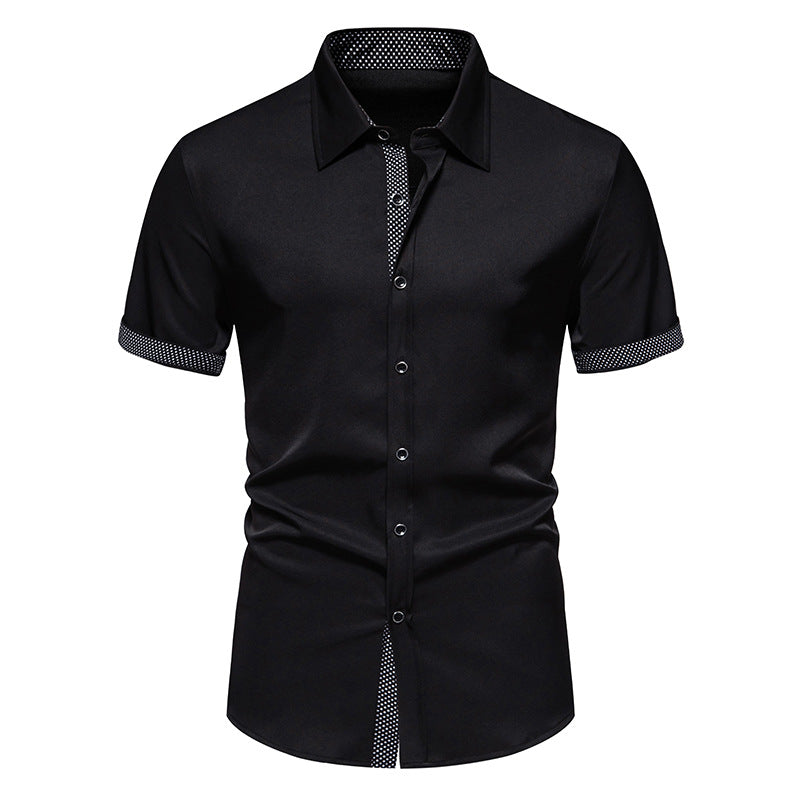 Herren Kurzarm-Hemd mit Polka-Dot-Muster und Knopfleiste Ideal für Frühling und Sommer
