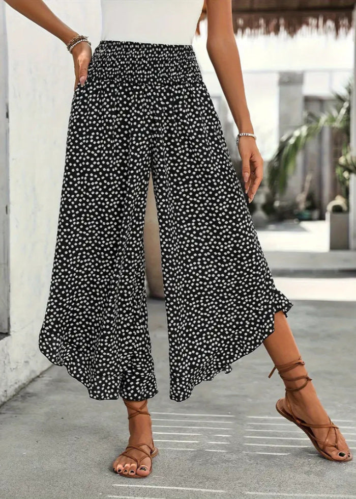 Polka-Dot Weite-Hosen mit Hoher Taille | Ideal für Frühling & Sommer
