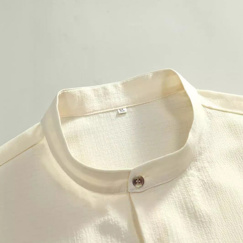 Herren Uni-Farbenes Stehkragen Kurzarm-Shirt Ideal für den Sommer