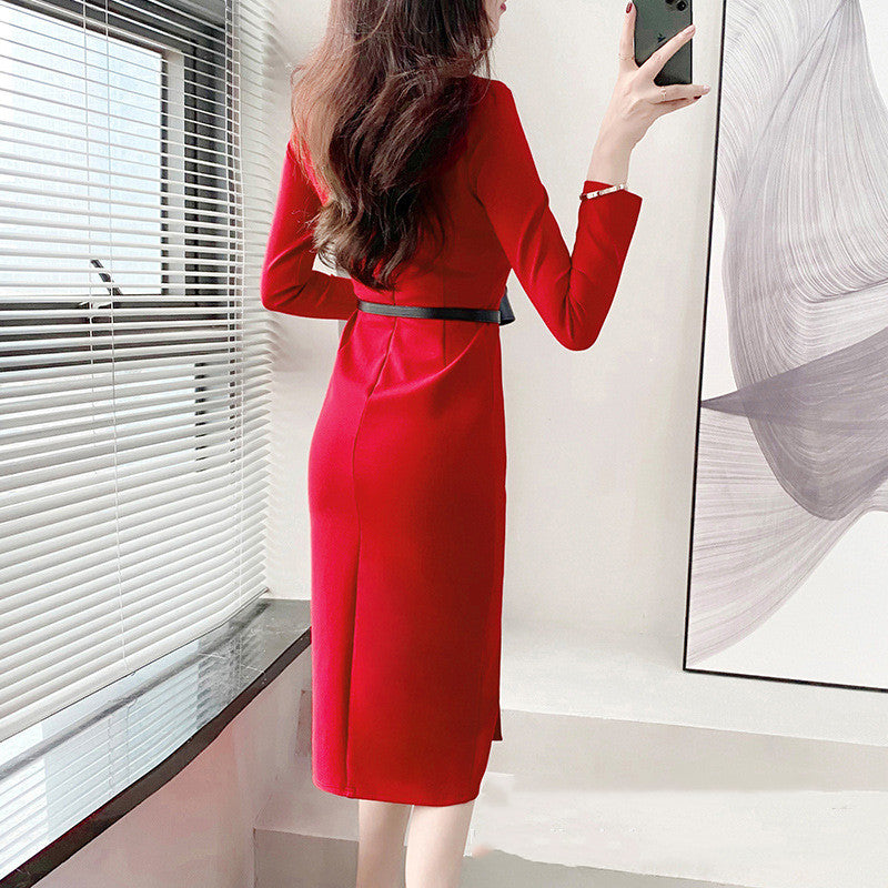 Elegantes Slim-Fit Knie-Längen-Kleid | Ideal für Frühling und Herbst