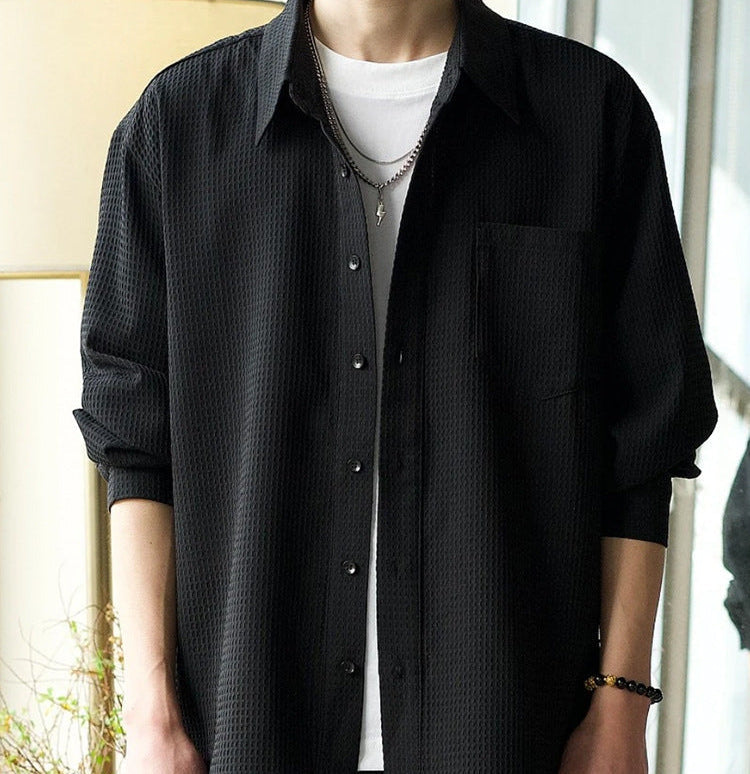 Herren Leichtes Langarm Cardigan-Hemd Ideal für den Sommer