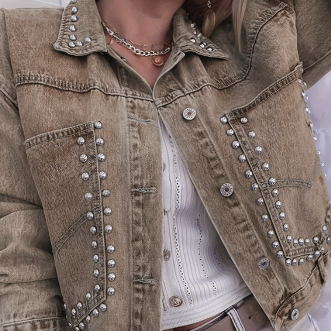 Jeansjacke mit Nietenverzierung und Regulärer Passform | Ideal für Frühling und Herbst