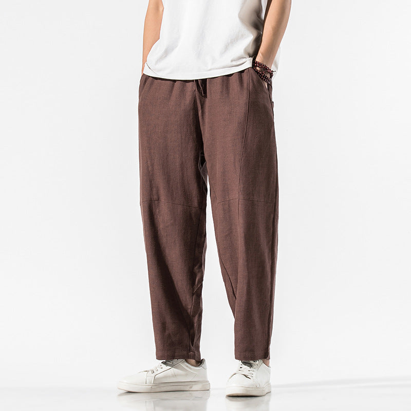 Herren Dünne Leinen 3/4 Weite Hose I Ideal für Sommer