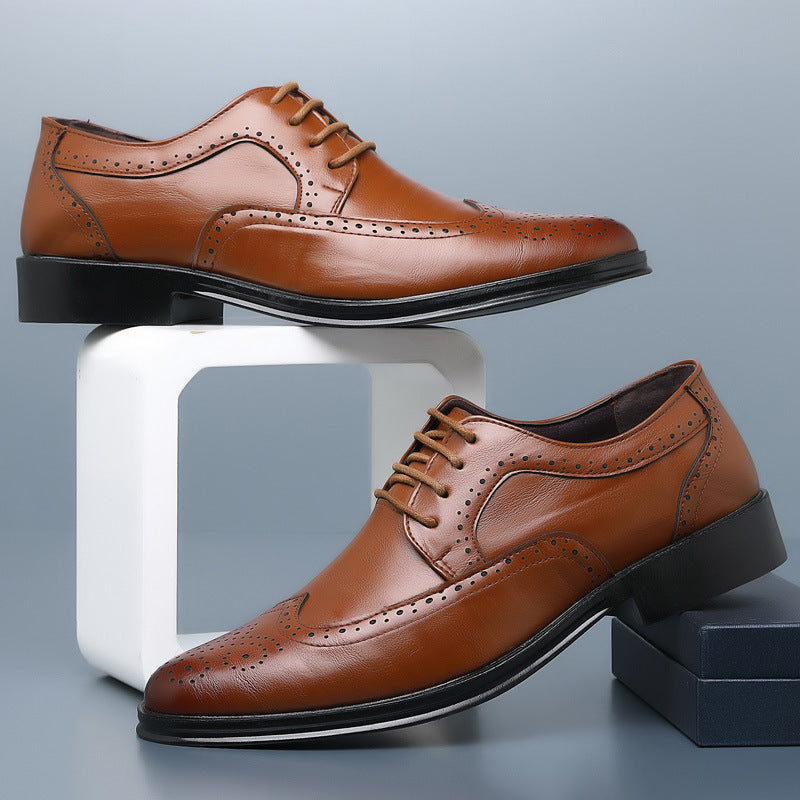 Gravierte Rindleder Low-Top Lederschuhe mit Gummisohle | Ideal für Frühling und Herbst
