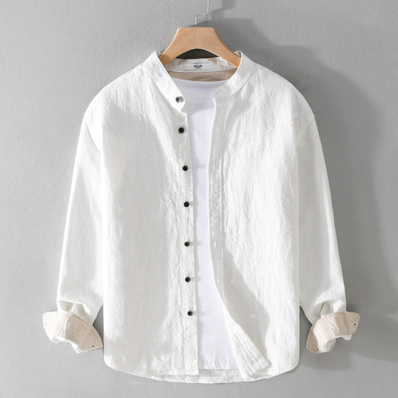 Herren Langarmshirt aus Baumwoll-Leinen Ideal für Frühling und Herbst