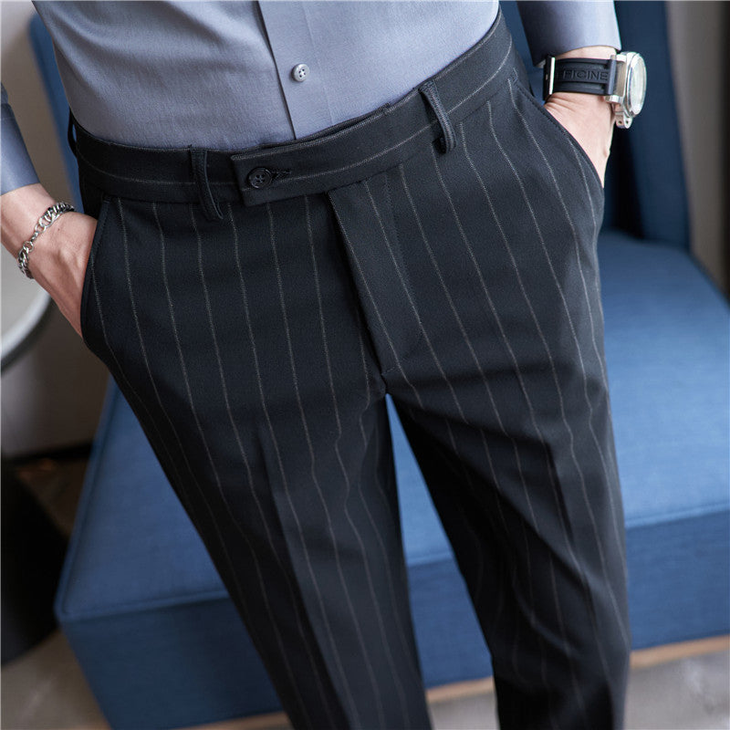 Herren Gestreifte Stretch-Anzughose | Ideal für den Herbst