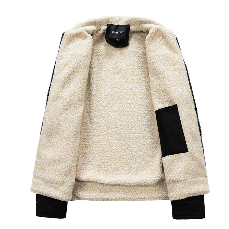 Strickjacke mit Reißverschluss und Wildlederoptik mit Berberfleece-Futter | Ideal für Herbst und Winter