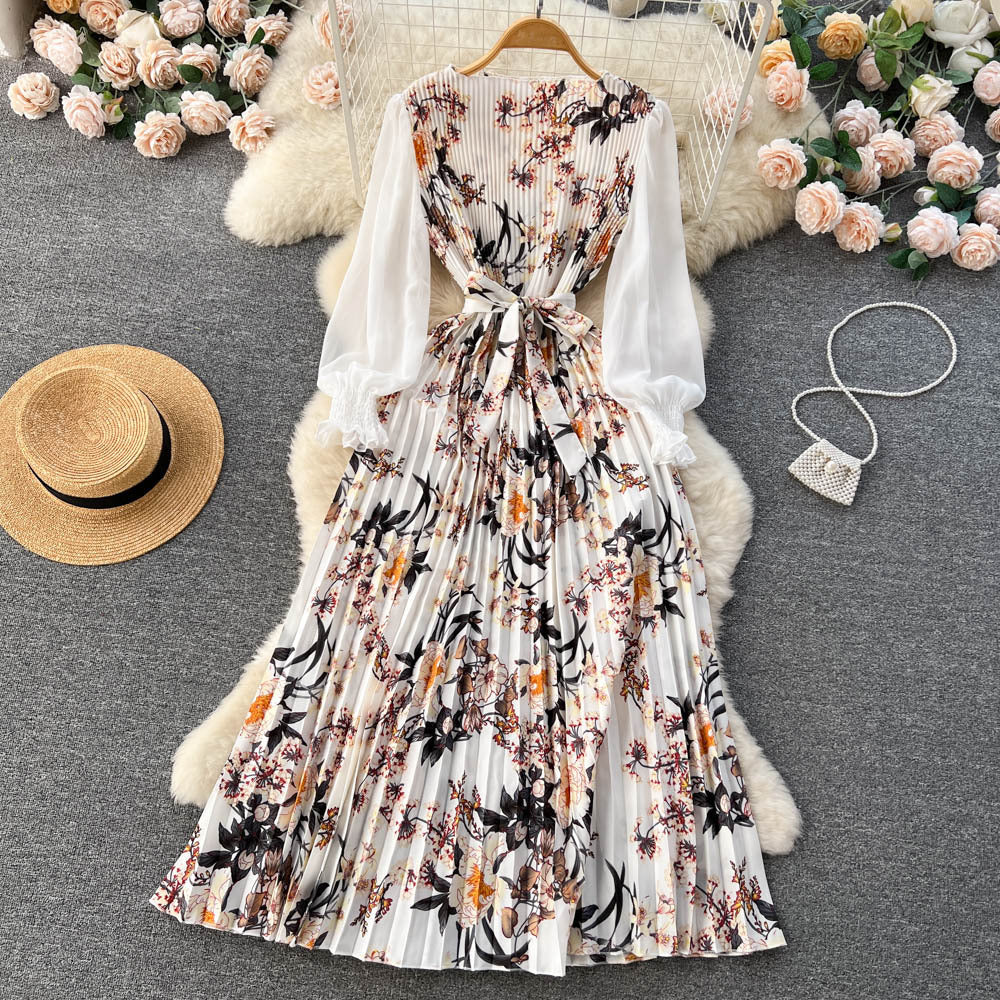 Bedrucktes Maxi Kleid mit Langen Ärmeln und Ethnischen Mustern | Ideal für Frühling und Sommer