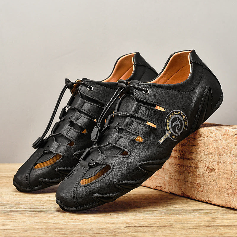 PU Leder Hohle Strand Sandalen mit Elastischem Band | Ideal für den Sommer