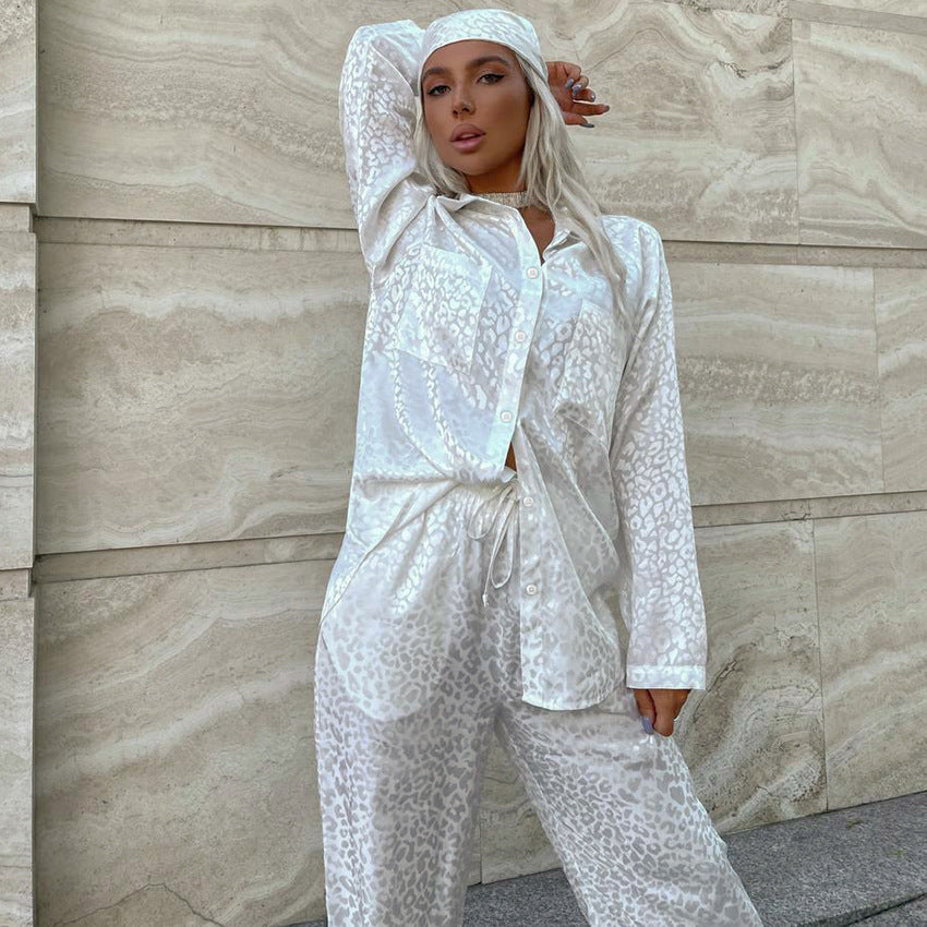 Pyjama-Set mit Langarm und Leopardenmuster und Schnürhose | Ideal für alle Jahreszeiten