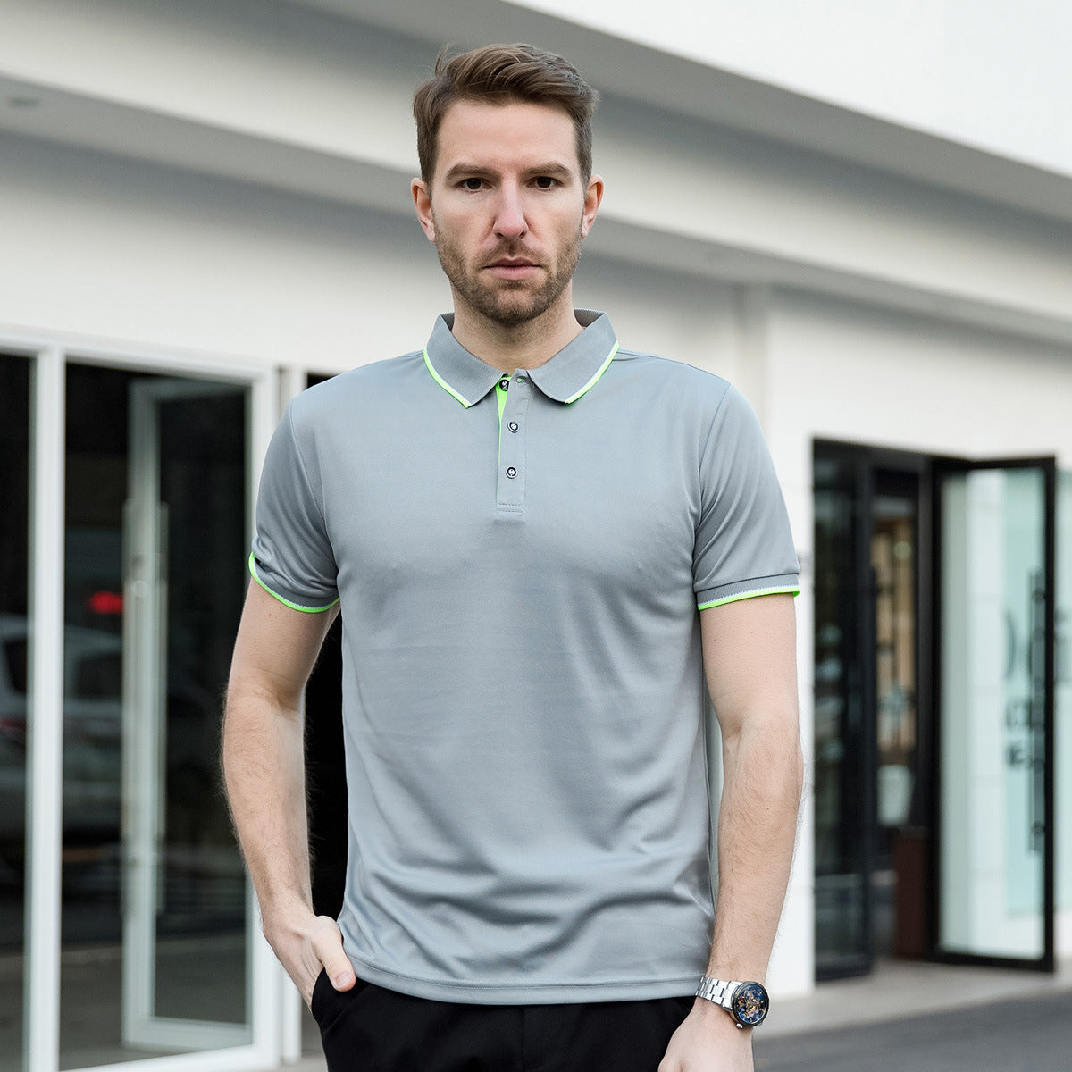 Herren Leichtes Poloshirt mit Revers Kurzarm Ideal für den Sommer