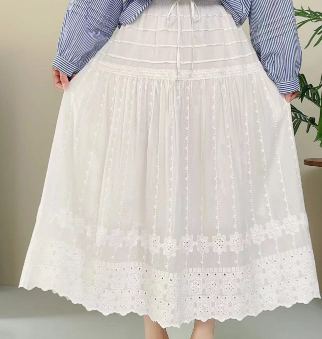 Baumwoll High-Waist A-Line Midirock Ideal für Alle Jahreszeiten