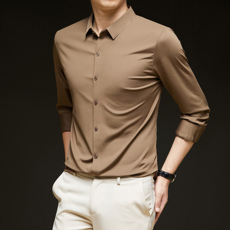 Herren Slim Fit Langarm Hemd mit Knopfleiste – Ideal für den Herbst