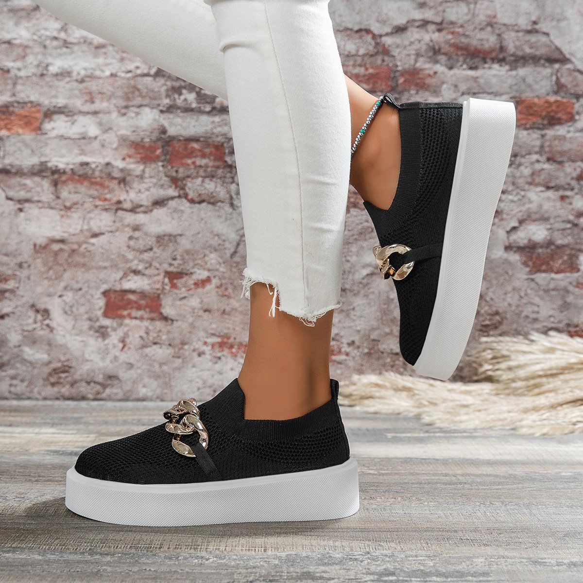 Flache Schuhe mit Kettendetail und Atmungsaktivem Mesh-Obermaterial | Ideal für Frühling und Sommer