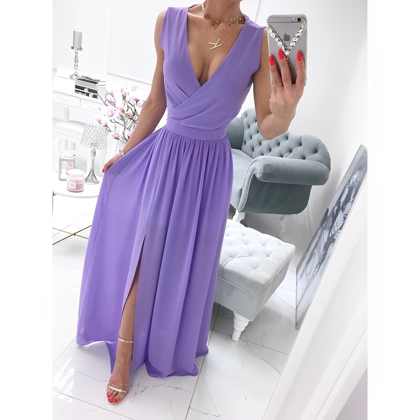 Ärmelloses Weißes Maxikleid mit Holzknöpfen | Perfekt für Frühling & Sommer