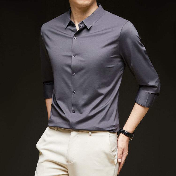 Herren Slim Fit Langarm Hemd mit Knopfleiste – Ideal für den Herbst