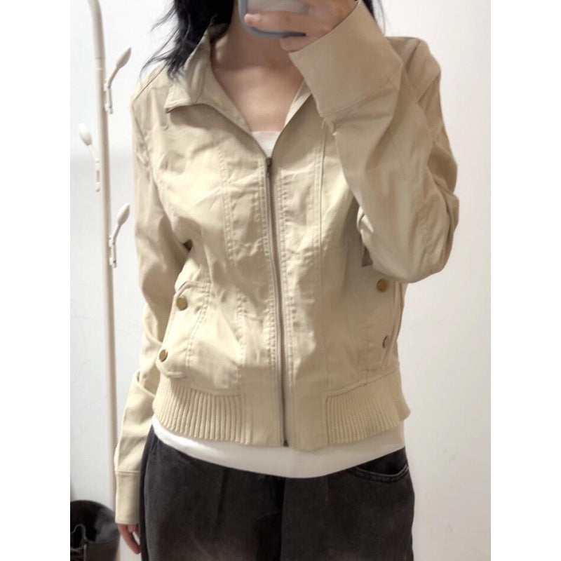 Frühherbst Amerikanische Retrojacke aus Polyester mit Langen Ärmeln | Ideal für den Frühling