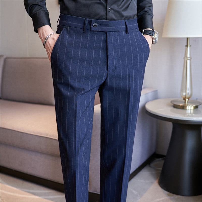 Herren Gestreifte Stretch-Anzughose | Ideal für den Herbst