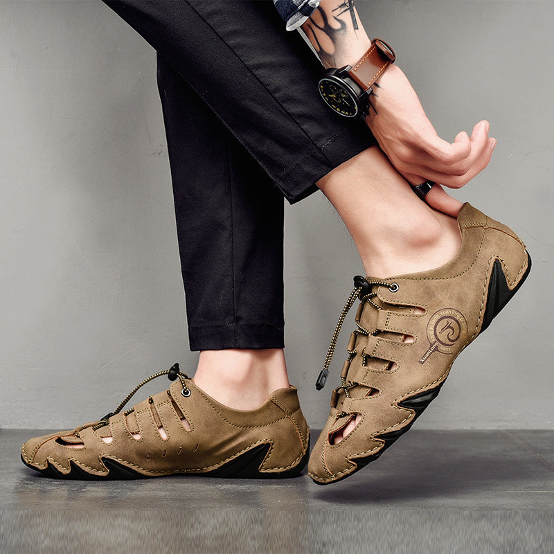 PU Leder Hohle Strand Sandalen mit Elastischem Band | Ideal für den Sommer